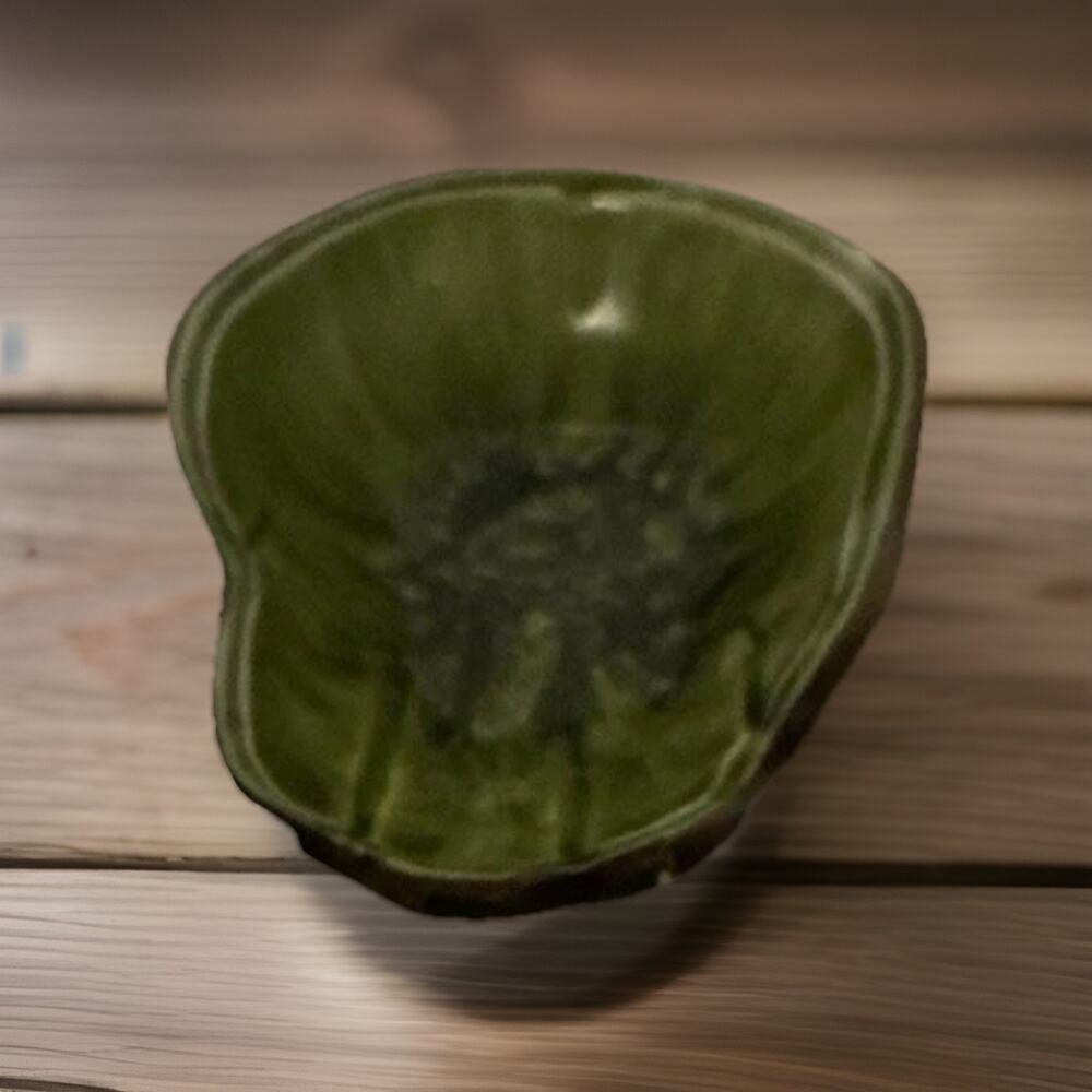 Vintage 1962 Treasure Craft Ceramic Leaf Hand Trinket Or Candy Dish Green
